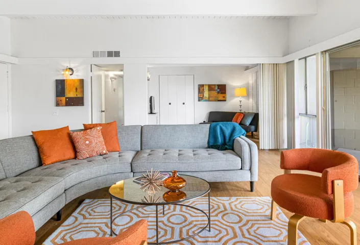 Living Room with open accordion wall