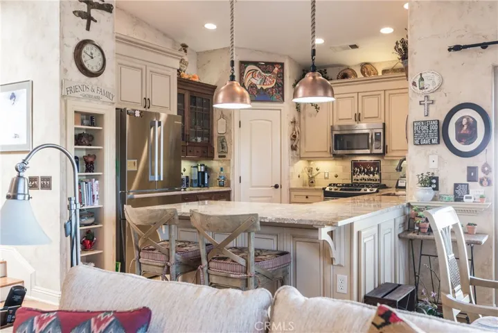 Breakfast Bar with lovely Copper Accent Lights