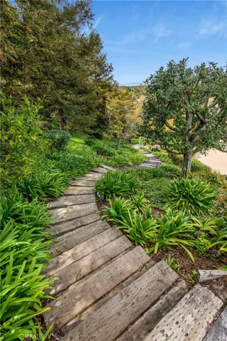Private stairs leading to the private tennis court