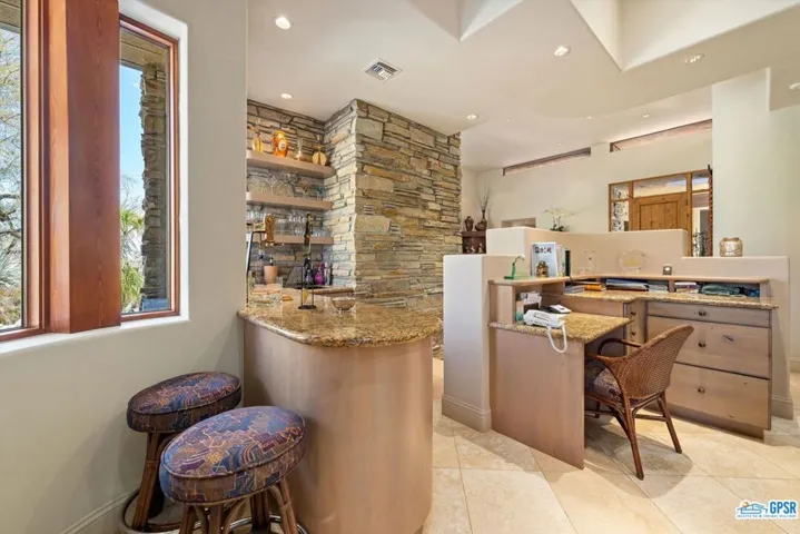 Side view of Kitchen with Wet Bar to left