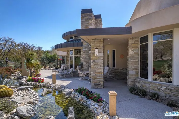 Long View of Rear Patio with water features