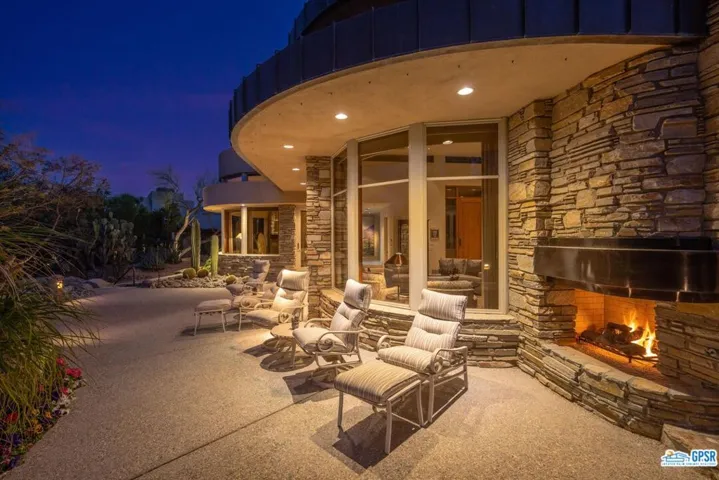 Exterior view of Rear Patio with fireplace
