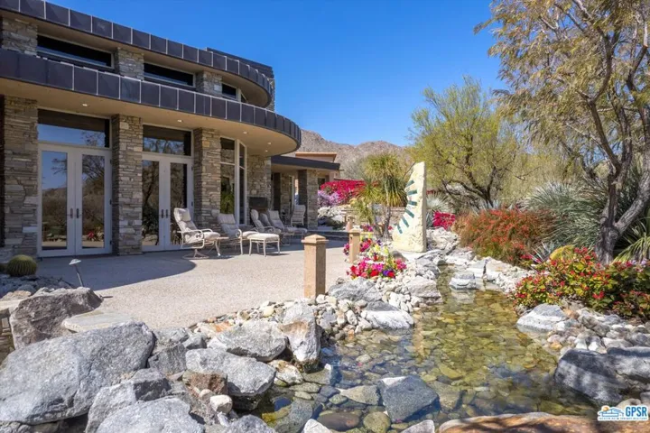 Rear patio and water features
