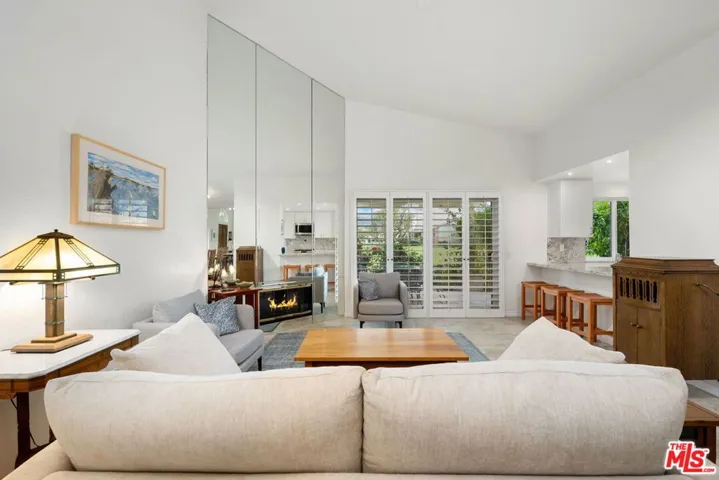 Fireplace with Slider to Back Patio