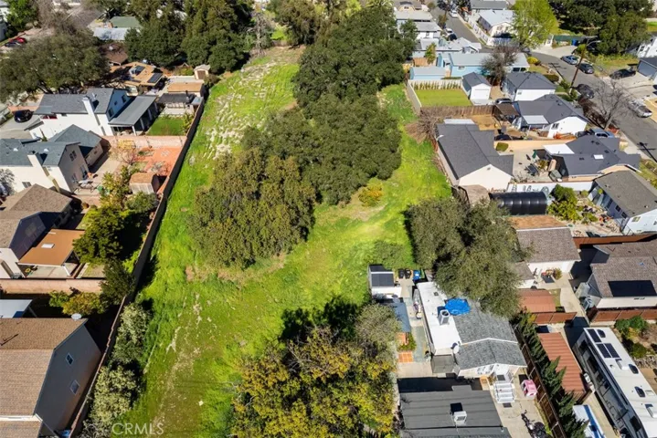 Close-up aerial view of the overall dimensions of the lot.