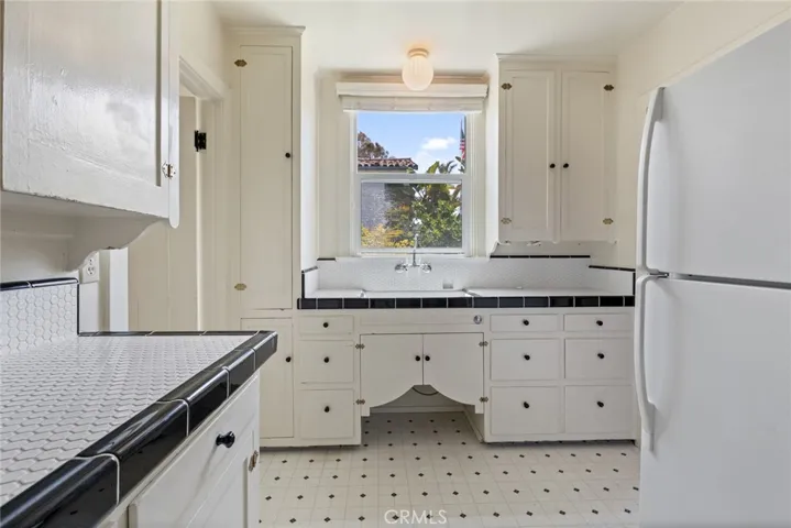 Kitchen window facing garage