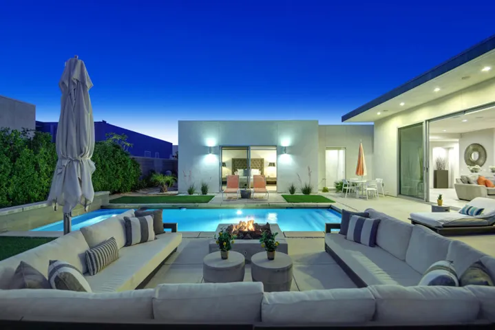 POOL SIDE LIVING TO HOUSE NIGHT