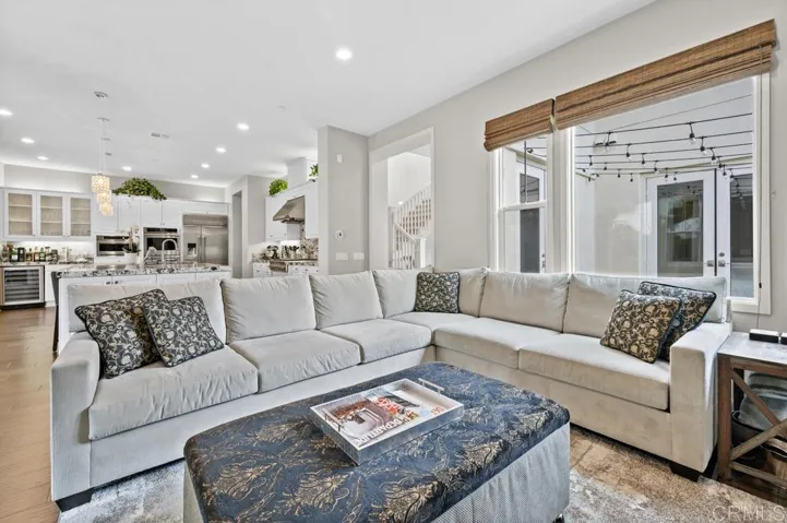 Living Room open to Gourmet Kitchen