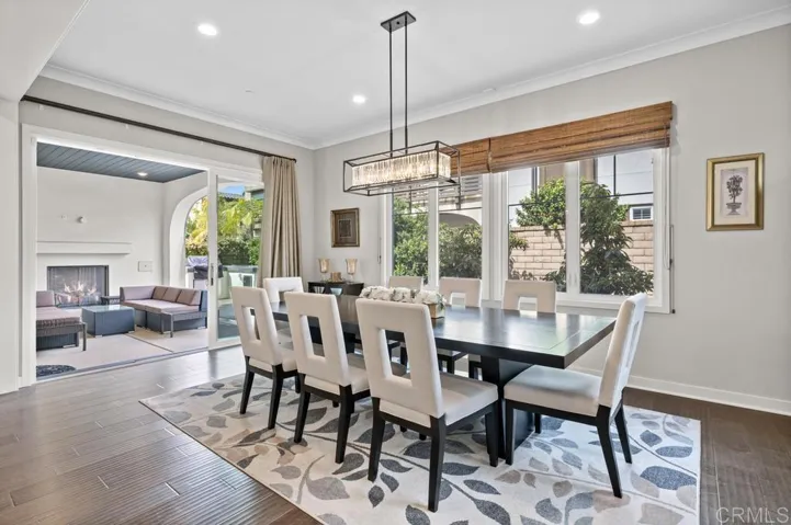 Dining Room with Large Sliding Doors open to covered patio