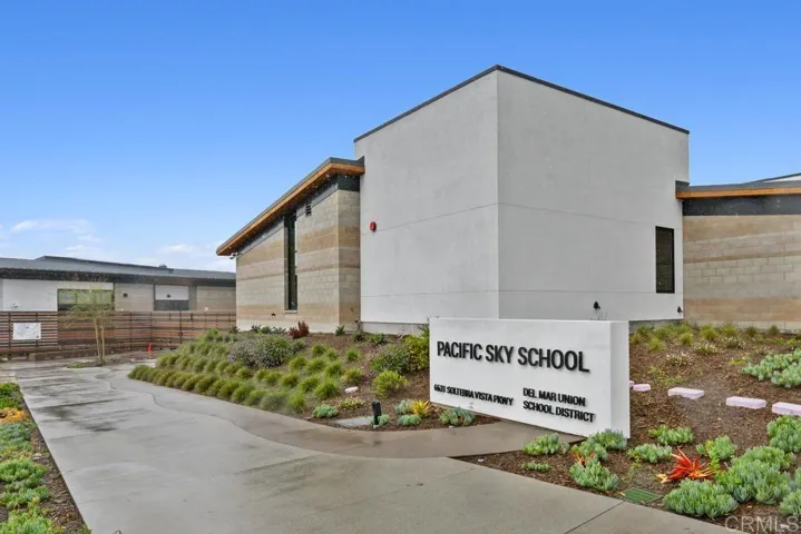 Home is around corner from Pacific Sky School, Del Mar Union's newest School, just opened in 2022.