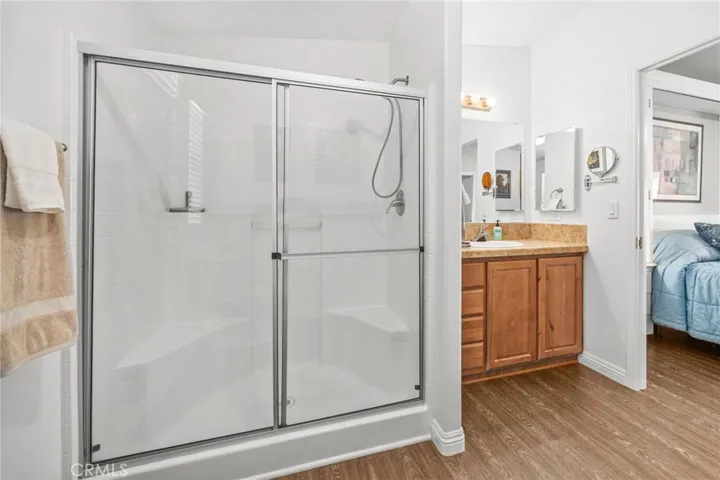 Large walk-in shower in main bath.