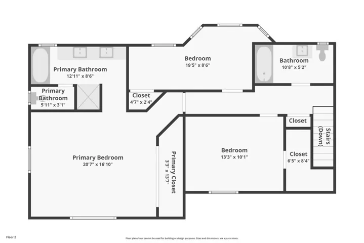 Upstairs level floorplan. Measurements are approximate, buyer should verify.