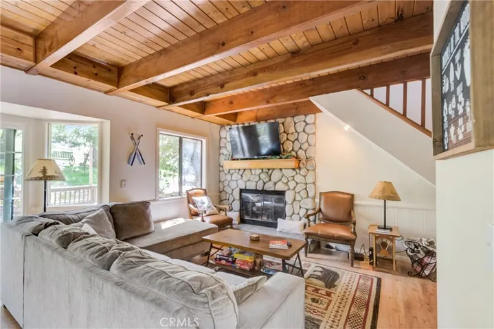 Great room showing fireplace.