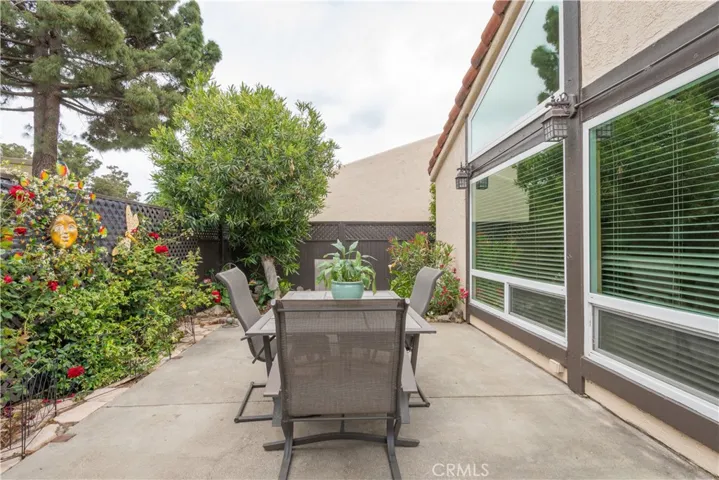 Backyard Patio with mature landscape