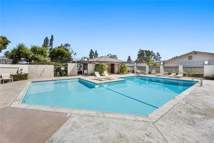 One of two community swimming pools