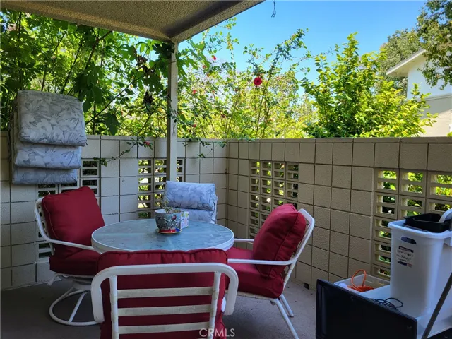 Front patio includes shaded by trees