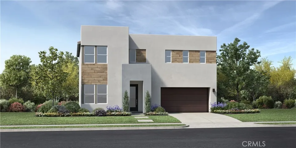Front Elevation: Linden CA Modern. Photos of artist rendering, home is still under construction.