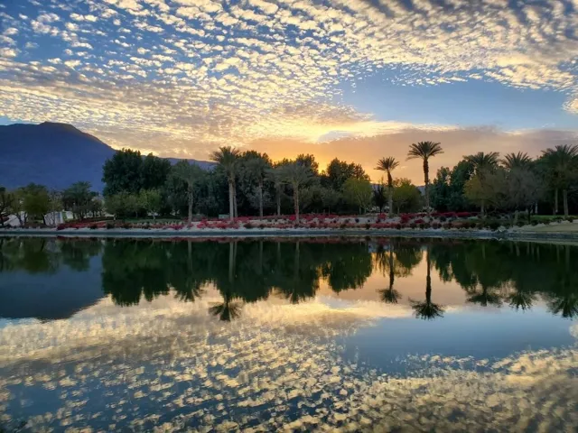 Sunset view over lake