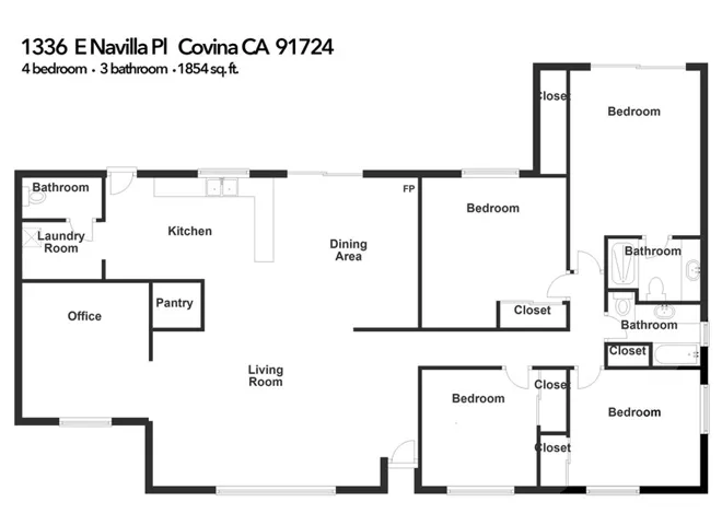 Architectural style floorplan Covina Hills.