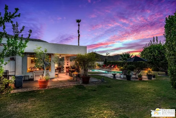 Side yard at dusk