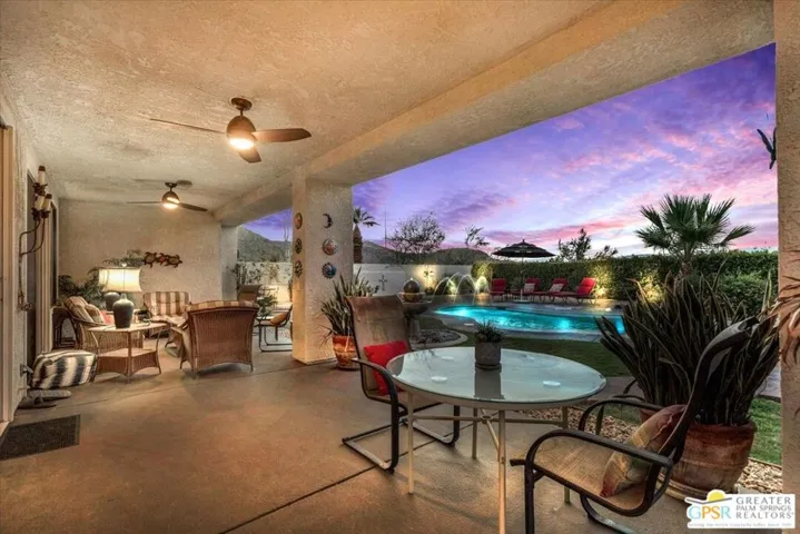 Covered Patio at dusk