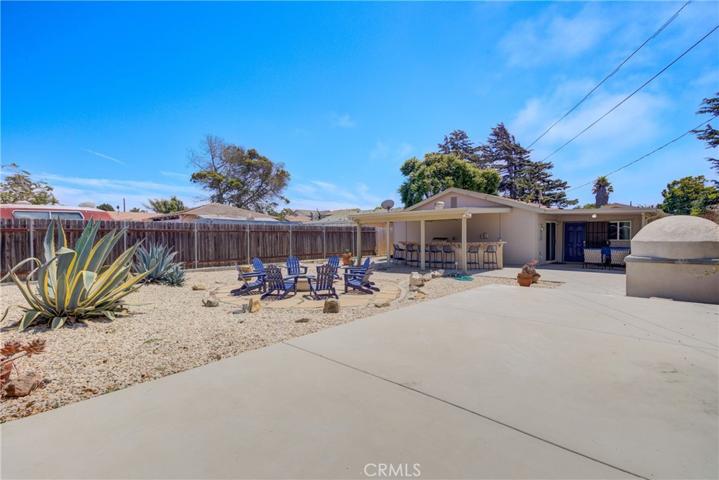 Backyard view from concrete pad