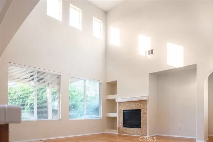 family room with fireplace