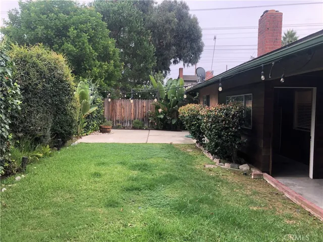 Rear Yard with patio area and lights