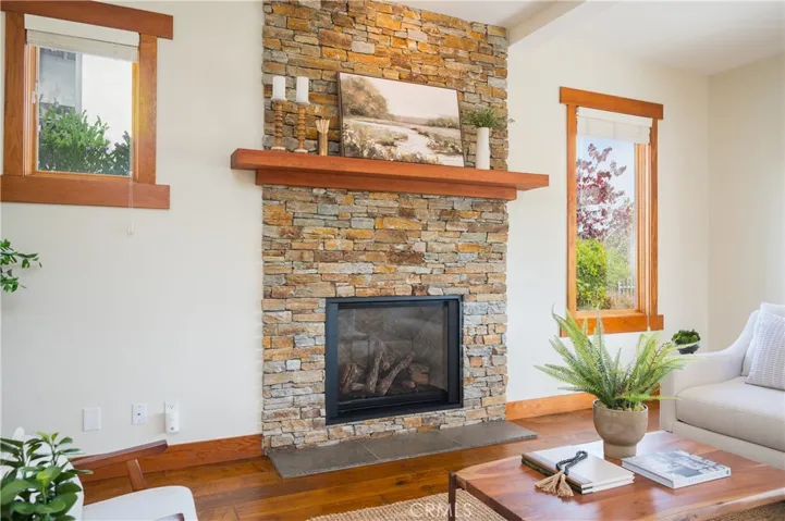 Living Room- Newly Remodeled Fireplace with Stone Surround