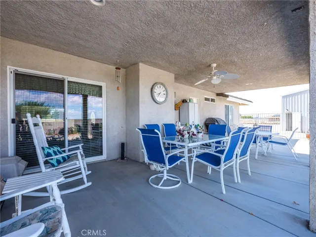 Covered patio with three entrances