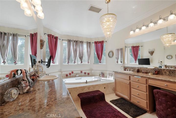 Master bathroom with oversize tub. Also oversize shower