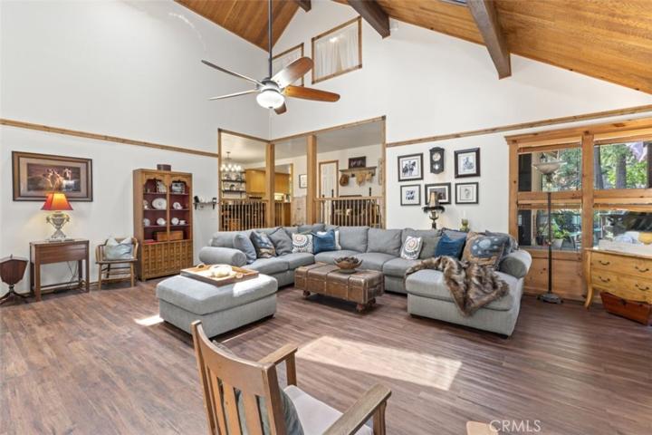 Exudes natural light from the many windows and skylights.