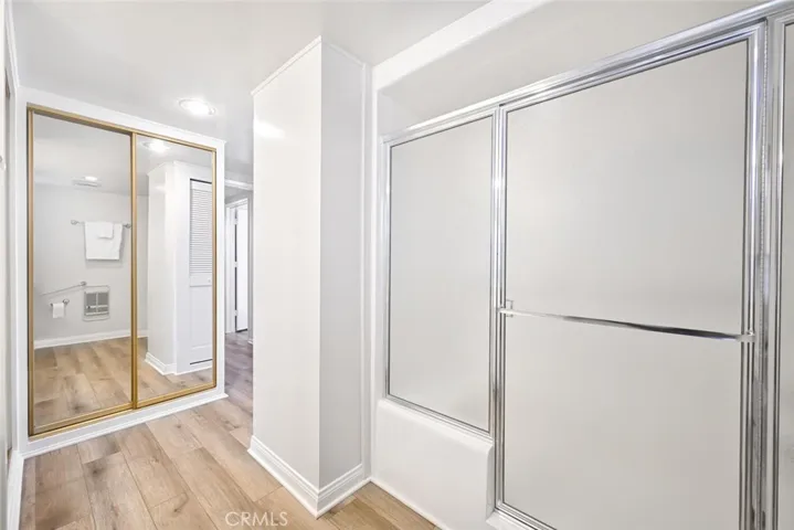 Large shower in this extra large bathroom.