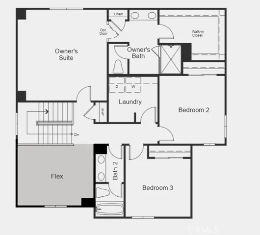 Structural options include: upstairs flex room.