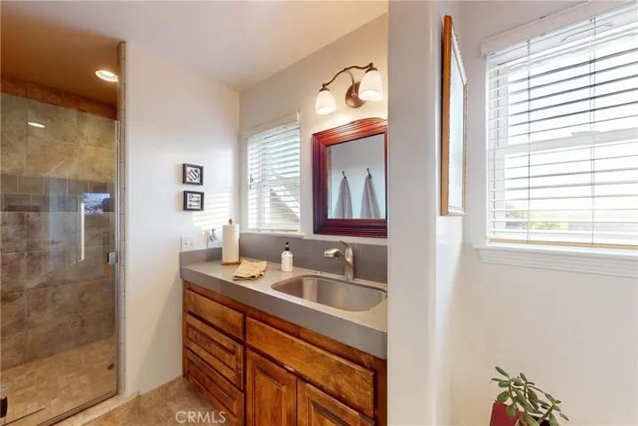 Upstairs Bathroom with large Shower and Sink