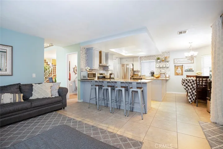 Family room & kitchen area.