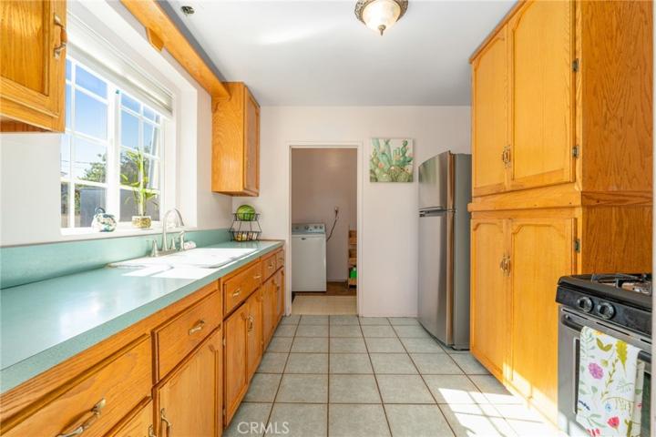 cabinet space and window overlooking yard