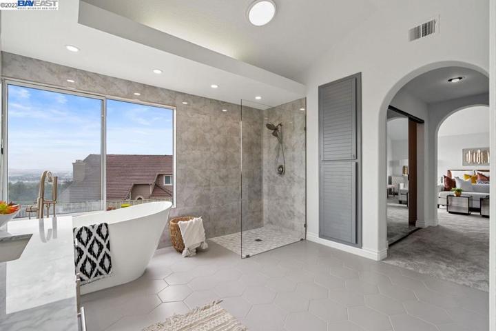 Modern style Master Bathroom. Enjoy bathing with panoramic view of Tri-Valley. Fully remodeled