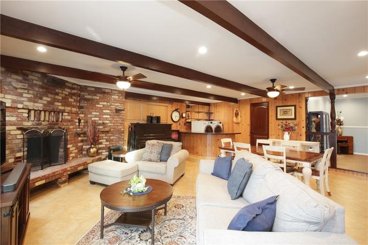 Large family room with fireplace