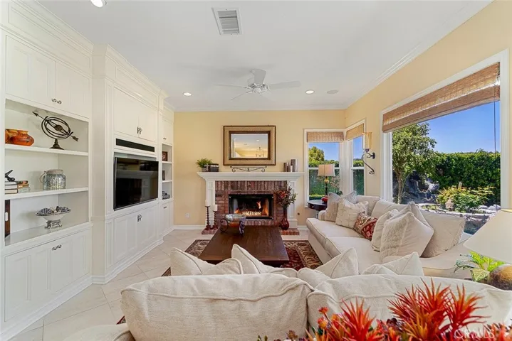 Family room with fireplace