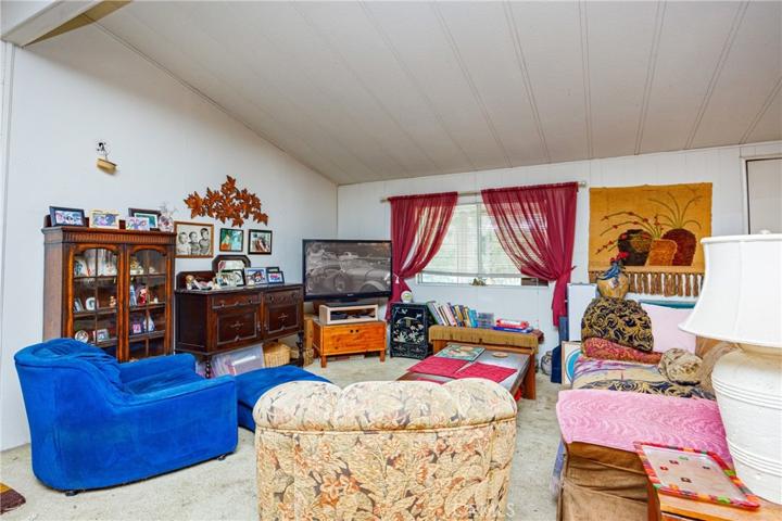 Look at the large living room with high vaulted ceilings
