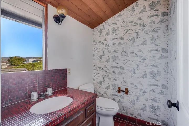 Upper level powder room.