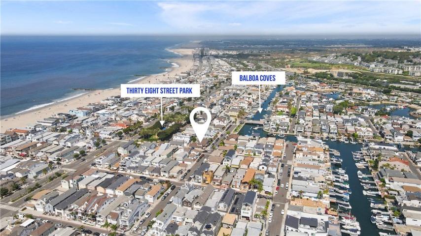 Arial view of trhe West Newport area and ocean. Property is two blocks from the ocean