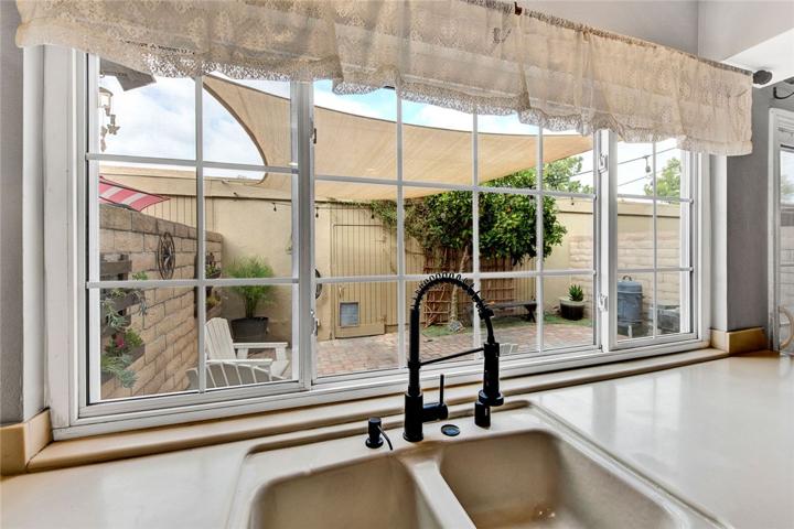 View from kitchen sink to patio