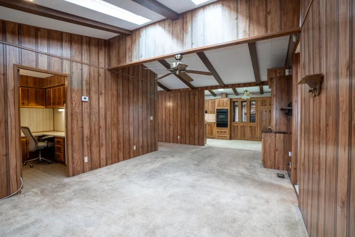 Family room with laundry room on left