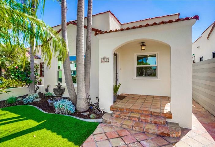 Tiled walkway to front door