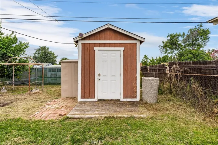 custom storage shed included with purchase.