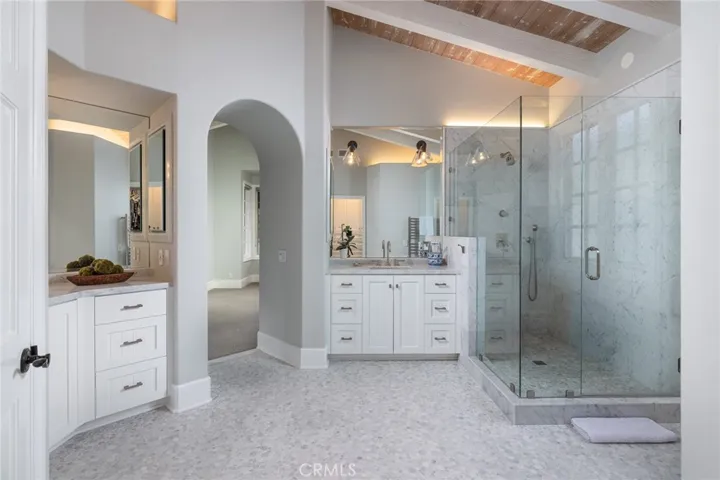 Master bath with Carrera marble