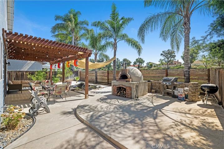 Backyard with mature landscaping