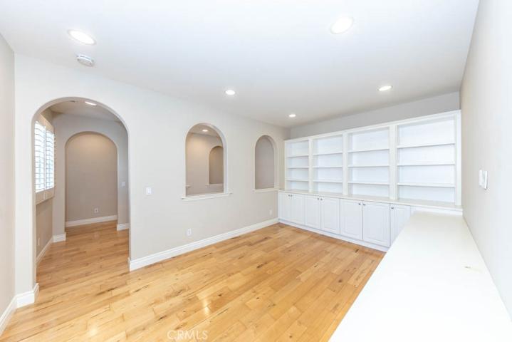 Loft with built-in cabinets